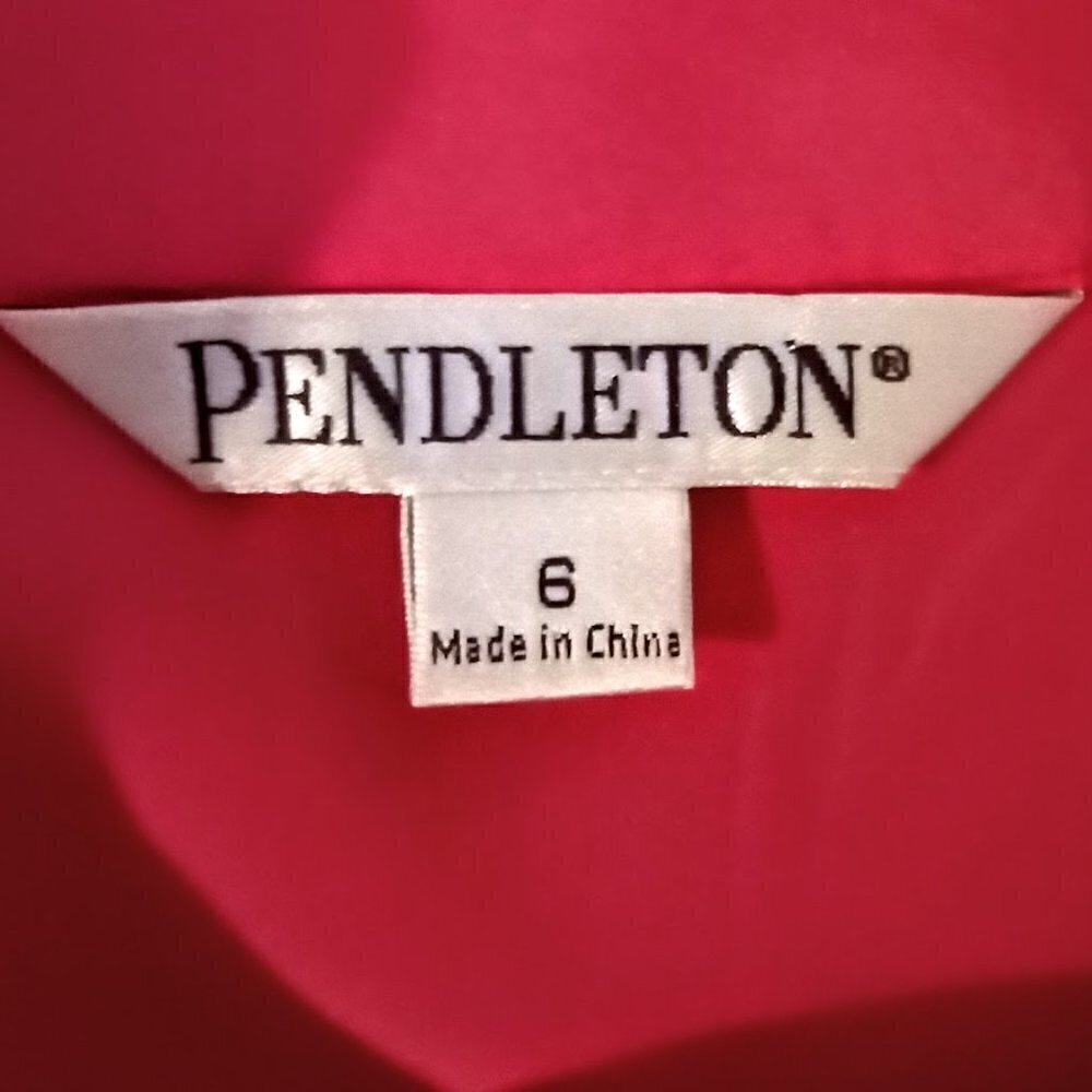 Pendleton Fuchsia Pink Ruffle Front Silk Blouse - Picture 3 of 5